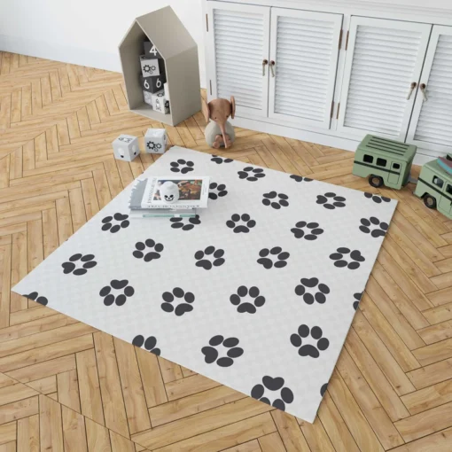 Cat Paw Black And White Rug 1