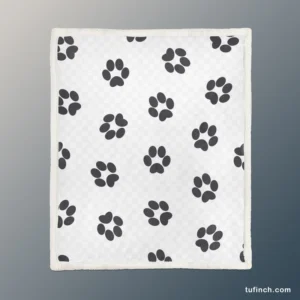 Cat Paw Black And White Sherpa Fleece Blanket 1