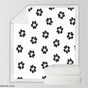 Cat Paw Black And White Sherpa Fleece Blanket