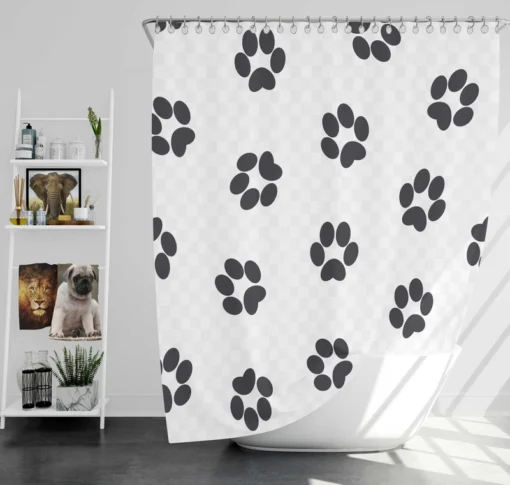 Cat Paw Black And White Shower Curtain