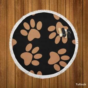 Cat Puppy Traces Pattern Round Beach Towel