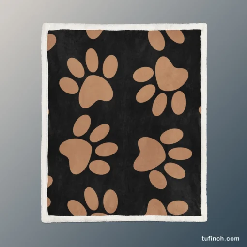 Cat Puppy Traces Pattern Sherpa Fleece Blanket 1