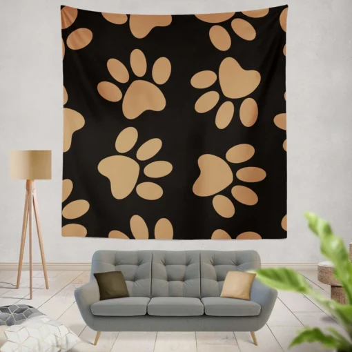 Cat Puppy Traces Pattern Wall Tapestry