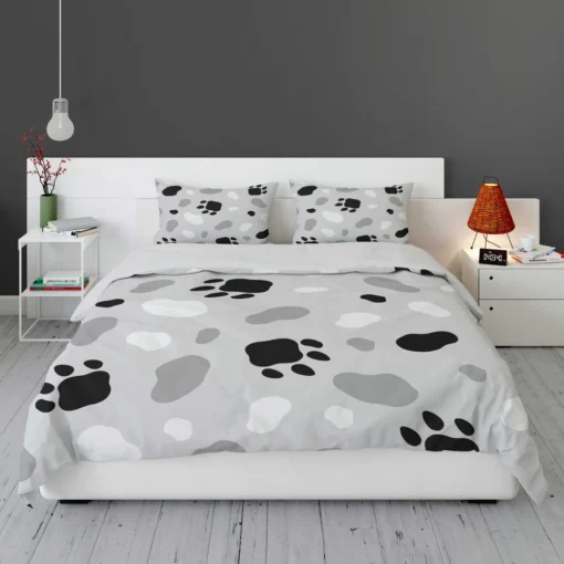 Cat Scandinavian Footprints Print Bedding Set 1