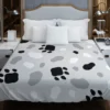 Cat Scandinavian Footprints Print Duvet Cover