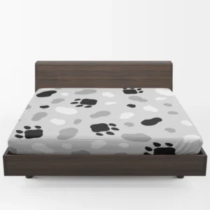 Cat Scandinavian Footprints Print Fitted Sheet 1