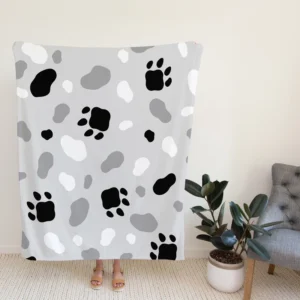 Cat Scandinavian Footprints Print Fleece Blanket