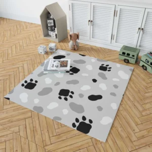 Cat Scandinavian Footprints Print Rug 1