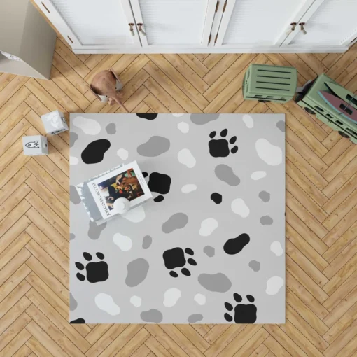 Cat Scandinavian Footprints Print Rug