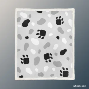 Cat Scandinavian Footprints Print Sherpa Fleece Blanket 1