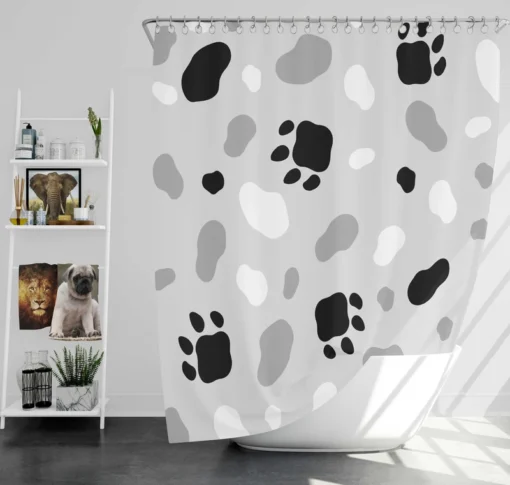 Cat Scandinavian Footprints Print Shower Curtain