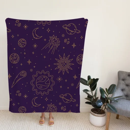 Celestial Galaxy Pattern Fleece Blanket