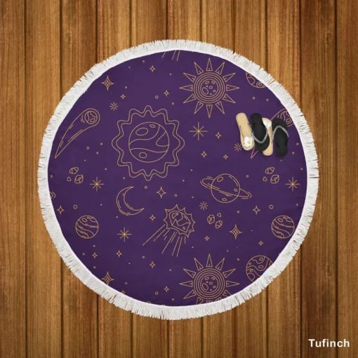 Celestial Galaxy Pattern Round Beach Towel