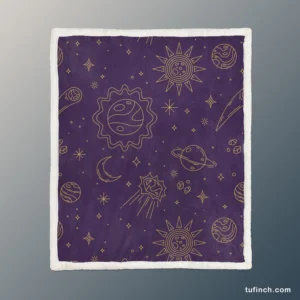 Celestial Galaxy Pattern Sherpa Fleece Blanket 1