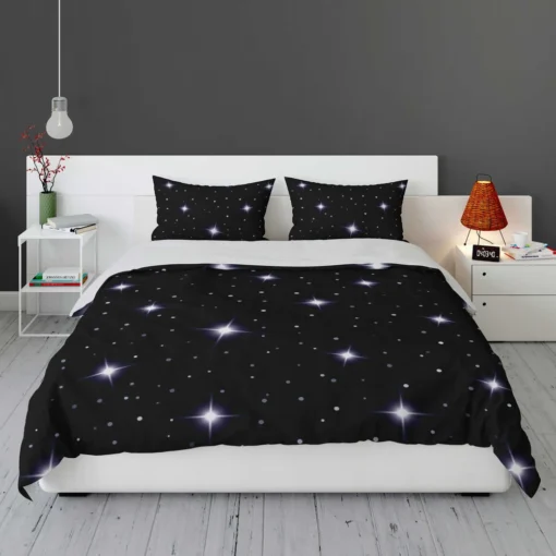 Celestial Night Sky With Glittering Stars Bedding Set 1