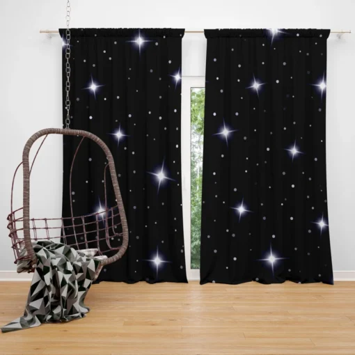 Celestial Night Sky With Glittering Stars Curtain