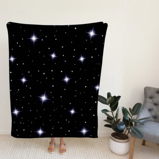 Celestial Night Sky With Glittering Stars Fleece Blanket