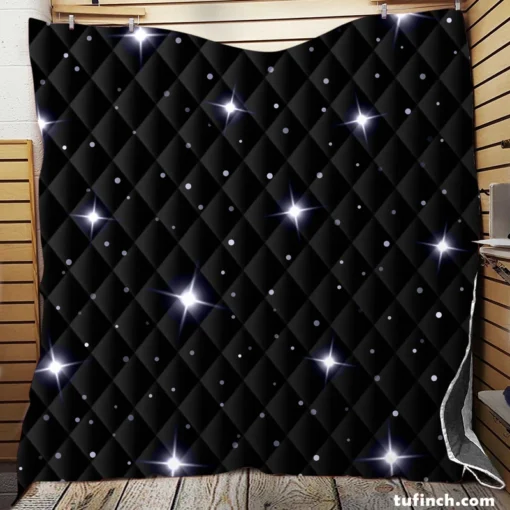 Celestial Night Sky With Glittering Stars Quilt Blanket