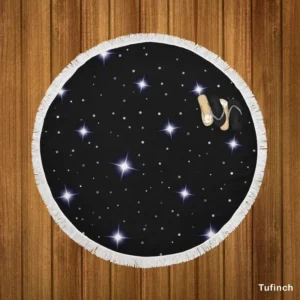 Celestial Night Sky With Glittering Stars Round Beach Towel