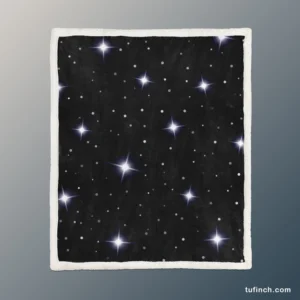 Celestial Night Sky With Glittering Stars Sherpa Fleece Blanket 1