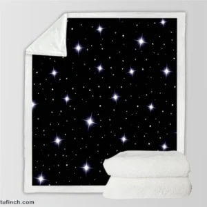 Celestial Night Sky With Glittering Stars Sherpa Fleece Blanket