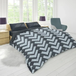 Chalk Lines Parquet Herringbone Duvet Cover 1