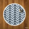 Chalk Lines Parquet Herringbone Round Beach Towel