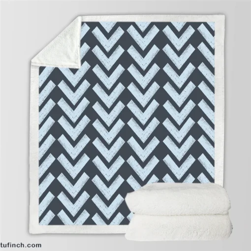 Chalk Lines Parquet Herringbone Sherpa Fleece Blanket