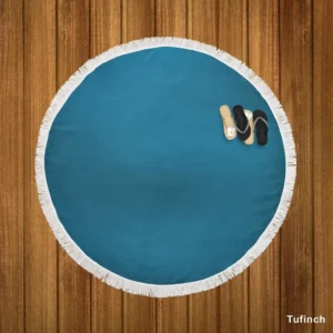 Chathams Blue Solid Color Round Beach Towel