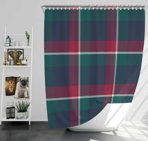 Check Plaid Diagonal Pattern Shower Curtain