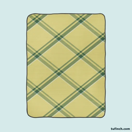 Check Plaid Green Stripes Pattern Fleece Blanket 1