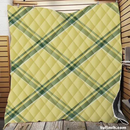 Check Plaid Green Stripes Pattern Quilt Blanket