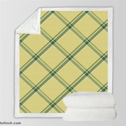 Check Plaid Green Stripes Pattern Sherpa Fleece Blanket