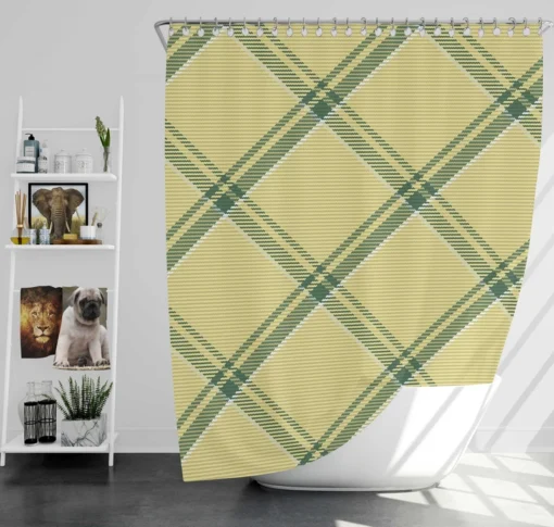 Check Plaid Green Stripes Pattern Shower Curtain