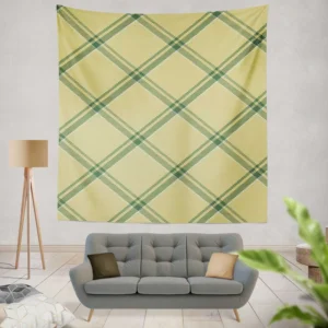 Check Plaid Green Stripes Pattern Wall Tapestry