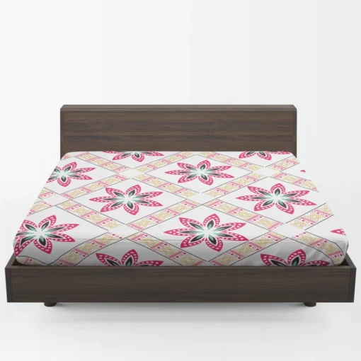 Checkered Floral Pattern On White Fitted Sheet 1