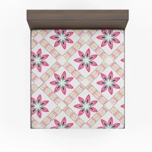 Checkered Floral Pattern On White Fitted Sheet