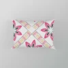 Checkered Floral Pattern On White Pillow Case