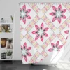 Checkered Floral Pattern On White Shower Curtain