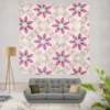 Checkered Floral Pattern On White Wall Tapestry