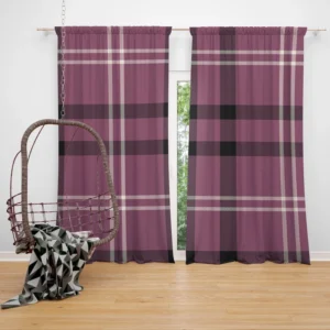 Checkered Purple Black Plaid Pattern Curtain