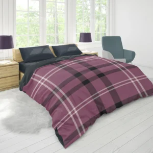 Checkered Purple Black Plaid Pattern Duvet Cover 1