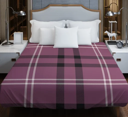 Checkered Purple Black Plaid Pattern Duvet Cover