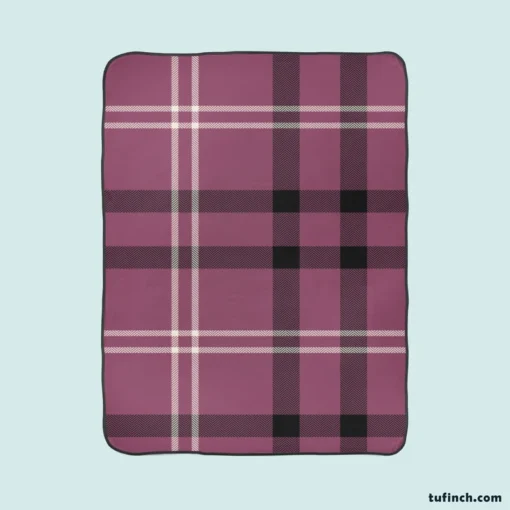 Checkered Purple Black Plaid Pattern Fleece Blanket 1