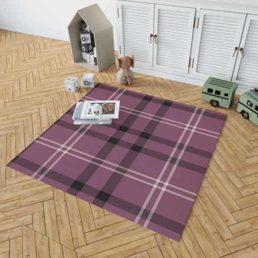 Checkered Purple Black Plaid Pattern Rug 1