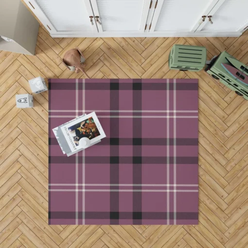 Checkered Purple Black Plaid Pattern Rug