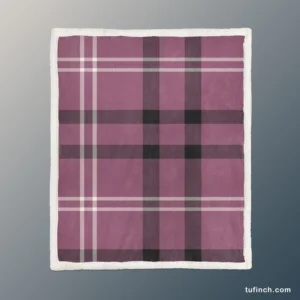 Checkered Purple Black Plaid Pattern Sherpa Fleece Blanket 1