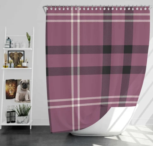 Checkered Purple Black Plaid Pattern Shower Curtain