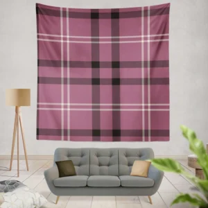 Checkered Purple Black Plaid Pattern Wall Tapestry