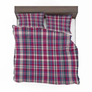 Checkered Tartan Deep Pink Colored Bedding Set 2